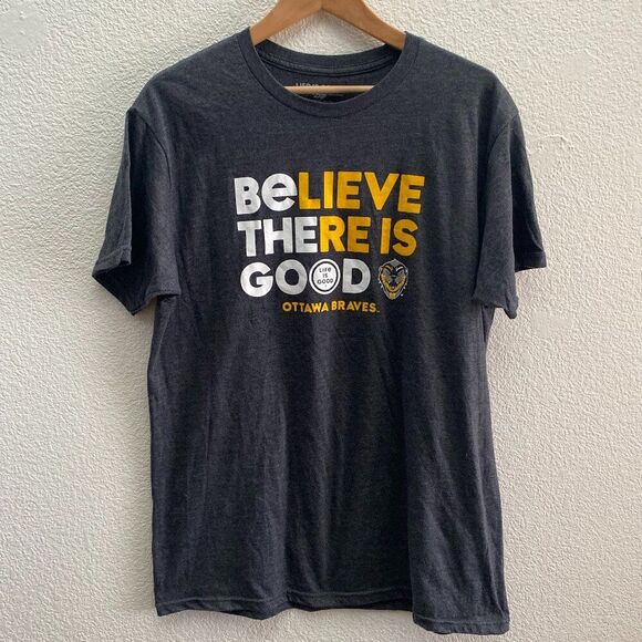 Ottawa Braves Believe There Is Good Life Is Good Blue 84 Gray T-Shirt Large - Picture 1 of 3